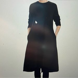 Women's Long Sleeve Dress High Low Loose Cotton Tunic Dress with Pockets